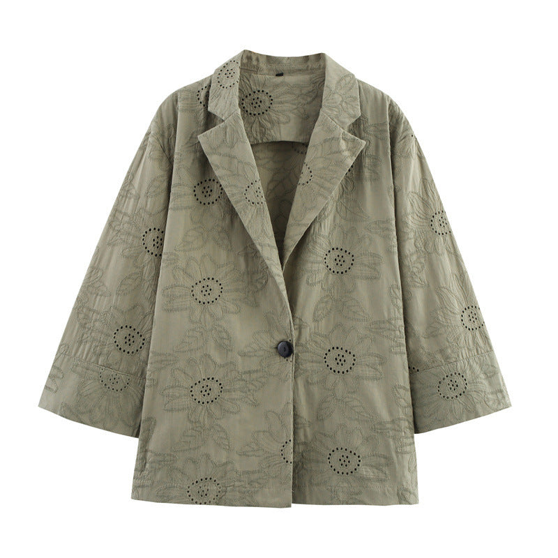 Hollow Embroidered Suit Jacket Straight-leg Pants