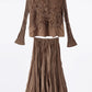 Solid Color Embroidered Long-sleeved Top Handmade Pleated Two-piece Overskirt Suit
