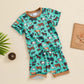 Boys Fashion Cow Print Short Sleeve Suit