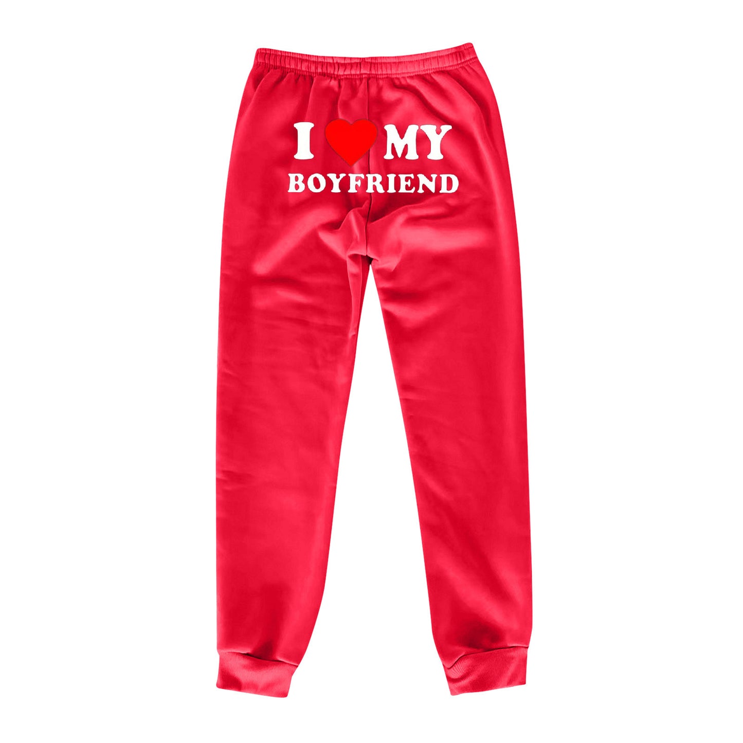 Pantalon imprimé « J'aime mon copain » Pantalon de survêtement décontracté pour homme et femme Pantalon de sport