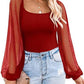 Women's Lantern Sleeve Stitching Slim Top
