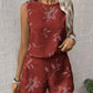 Womens Fashion Striped Printed Sleeveless Tank Top And Shorts Set
