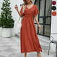 Robe trapèze ample à manches courtes et col en V pour femme