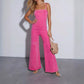 Women's Cotton Denim Washed Suspenders Slim Fit High-elastic Jumpsuit