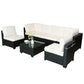 Selling Seven-Piece Sofa Set Table With Sofa Chair Black PE Rattan Outdoor New Design Furniture 7-JH002 Box 3-1-2-3 With White Color Cushion