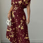 Women's Asymmetric Shoulder Gold Foil Pleated Dress