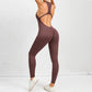 Combinaison de yoga zippée sans manches, effet gainant, extensible, gainante, pour le sport, le levage des fesses, tenues tendance pour femmes