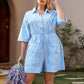 New Loose Patchwork Cotton Striped Ladies Slim Fashion Jumpsuit