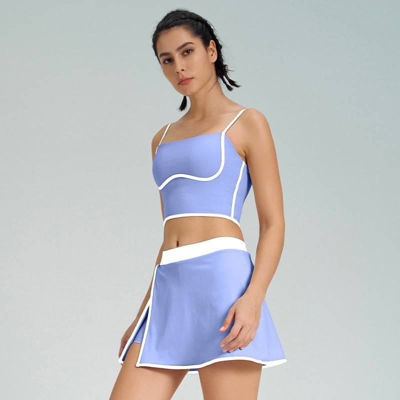 Contrast Color Fast-drying Sports Vest Women's Fitness Shockproof Fixing Cup Summer High Elastic Yoga Clothes Outfit Top