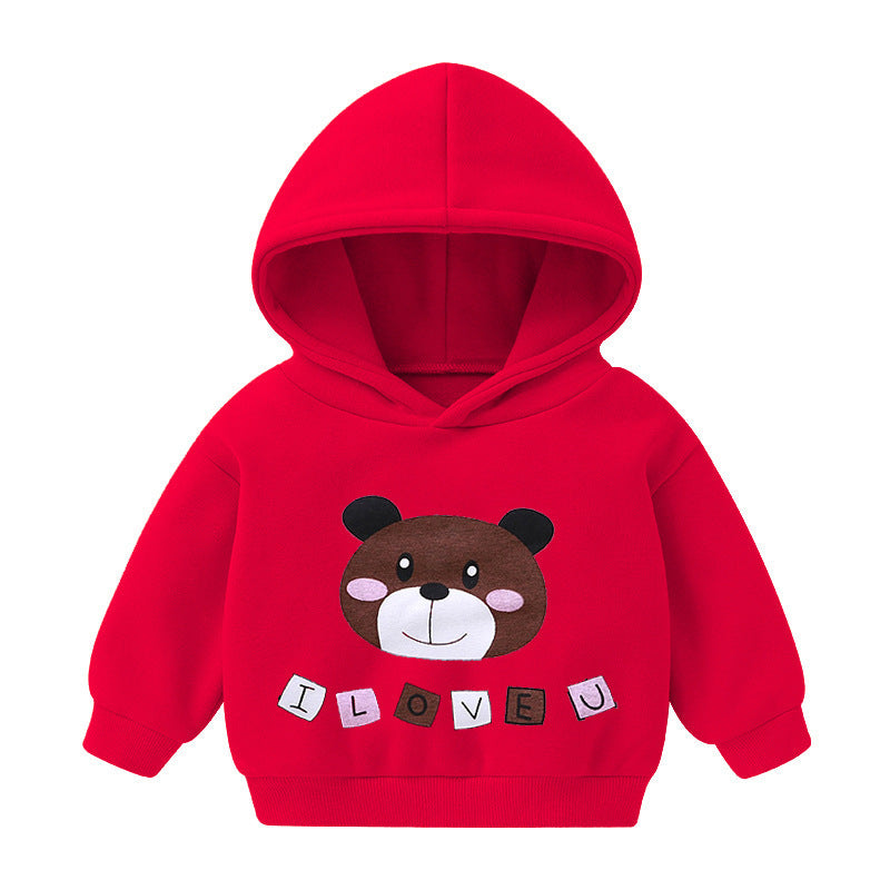 Boys And Girls Hooded Sweater And Cashmere Children's All-match Long-sleeved Clothes