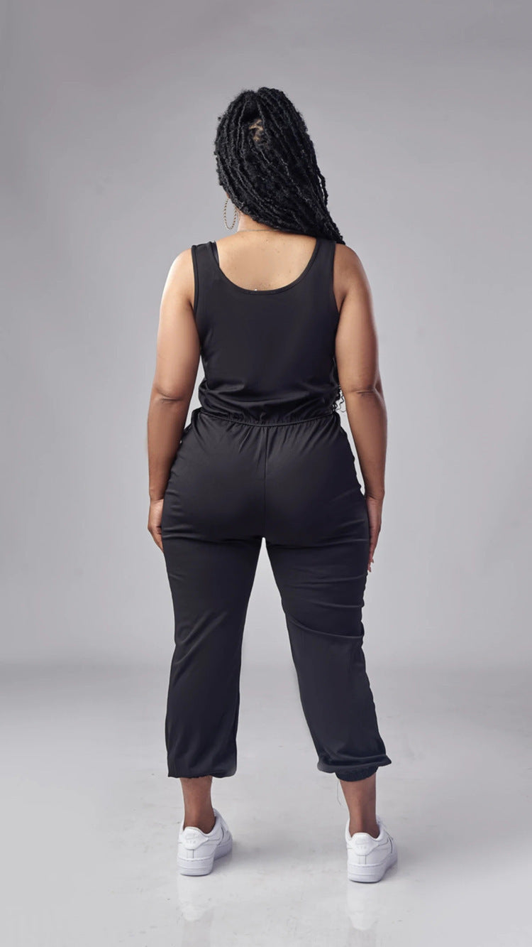 European And American Waist Drawstring Jumpsuit Trousers Fashion Casual Exercise