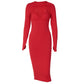 Fashion Solid Color Long-sleeved Slim Fit Hip Dress