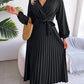 Temperament Dress Bohemian Ethnic Style Cross V-neck Pleated Skirt