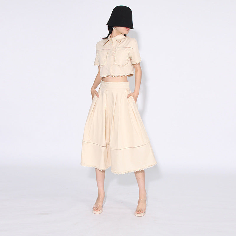 Retro Two-piece Set Women's Short Shirt