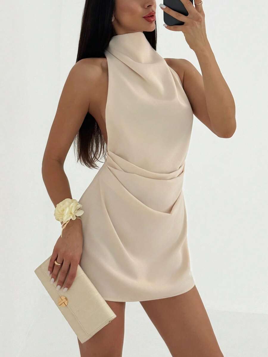 Womens Minimalist Backless Party Dress