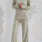 Ribbed Long-Sleeve Top And Pants Casual Comfortable Womens Loungewear Set