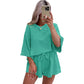 Spring And Summer New Solid Color Short Sleeve Two-piece Set