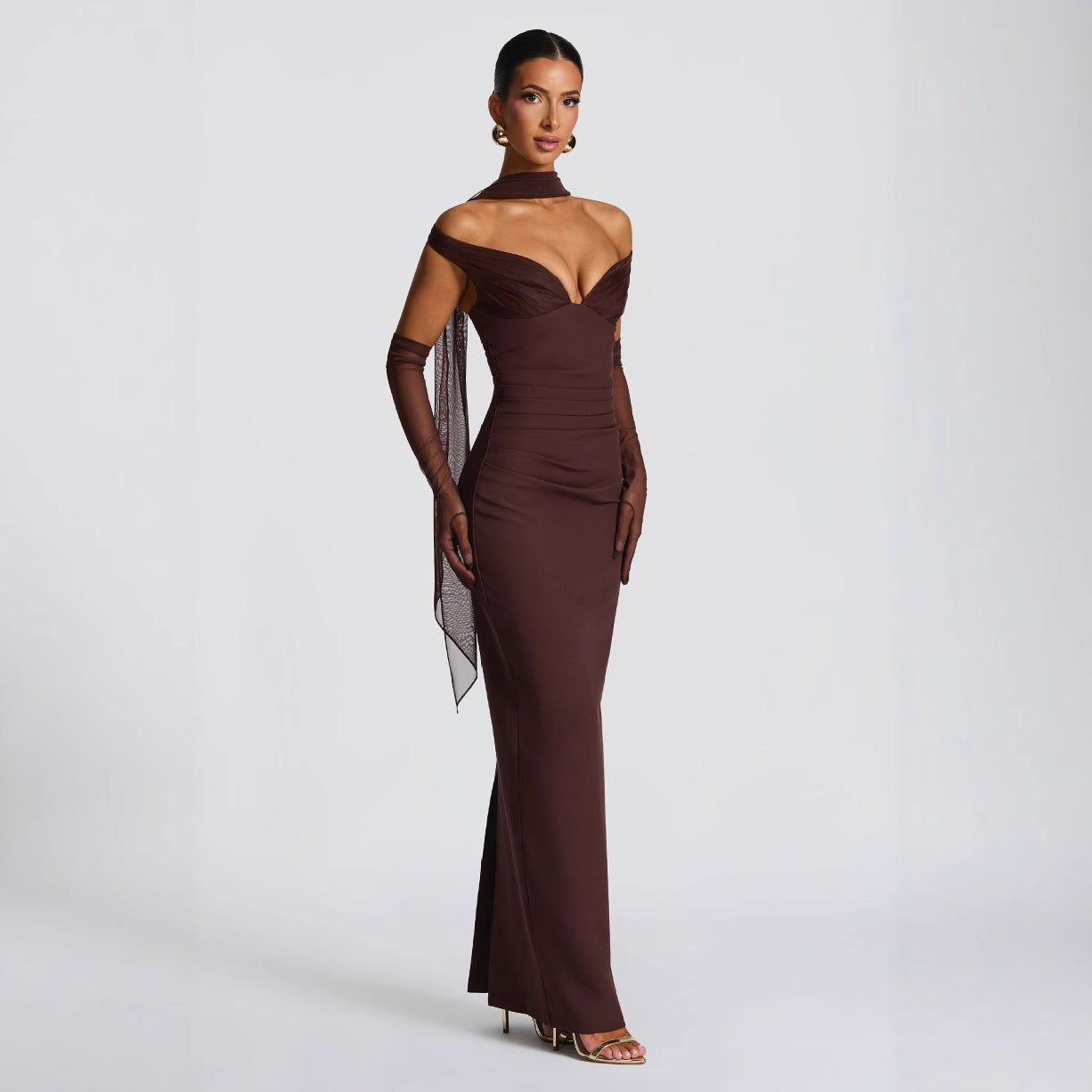 Girl Tube Top Off-shoulder Waist Elastic Hip Dress