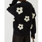 Women's V-neck Three-dimensional Applique Thin Floral Knitwear Jacket