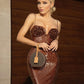 Robe à bretelles marron à paillettes pour banquet dans la rue principale