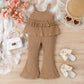 Vêtements pour enfants printemps-été pour jeunes et petites filles, chemisier à col en dentelle, pantalon à rayures enfoncées en corne, costume deux pièces
