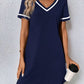 Women's Dress Black V-neck Casual Short Sleeve Dress