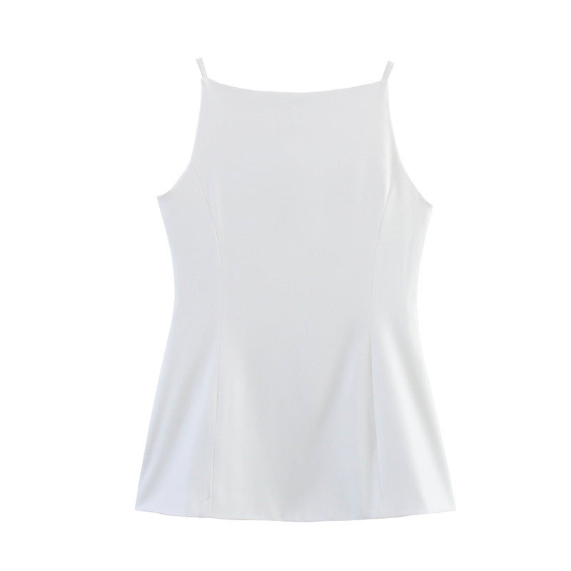 Solid Color Slim Fit Slimming Spaghetti Straps Mid-length Vest