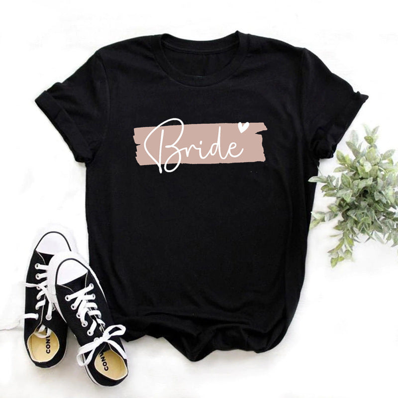 T-shirt imprimé à manches courtes pour femme, idéal pour un enterrement de vie de jeune fille avant le mariage