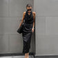 Ding Swing Collar Off-the-shoulder Elegant Dress Lace-up