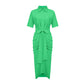 Robe pour femme, nouvelle robe élégante à col polo, mi-longue, manches courtes, simple boutonnage, taille haute