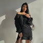 New European And American Style Slit Tie Dress Slimming