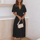 European And American Fashion Deep V Puff Sleeve Vacation Women's Dress