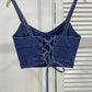 Denim Outer Wear Small Sling Vest Korean Style Sense Of Design Cross Strap