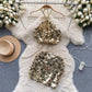 Costume léger de luxe doré pour femme, gilet court à bretelles à paillettes