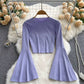 Women's Niche Design Flare Sleeve T-shirt Short Top