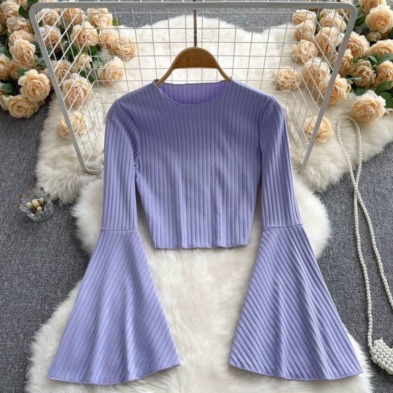 Women's Niche Design Flare Sleeve T-shirt Short Top