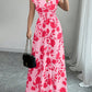 Short Sleeve Lace-up Dress Printed V-neck