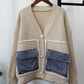 Denim Pocket Knitted Cardigan Loose Design Temperament Versatile Sweater Coat