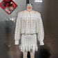 French-style Colored Diamond Mesh Ribbon Shirt Dress