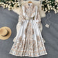Retro Printed French Waist Dress