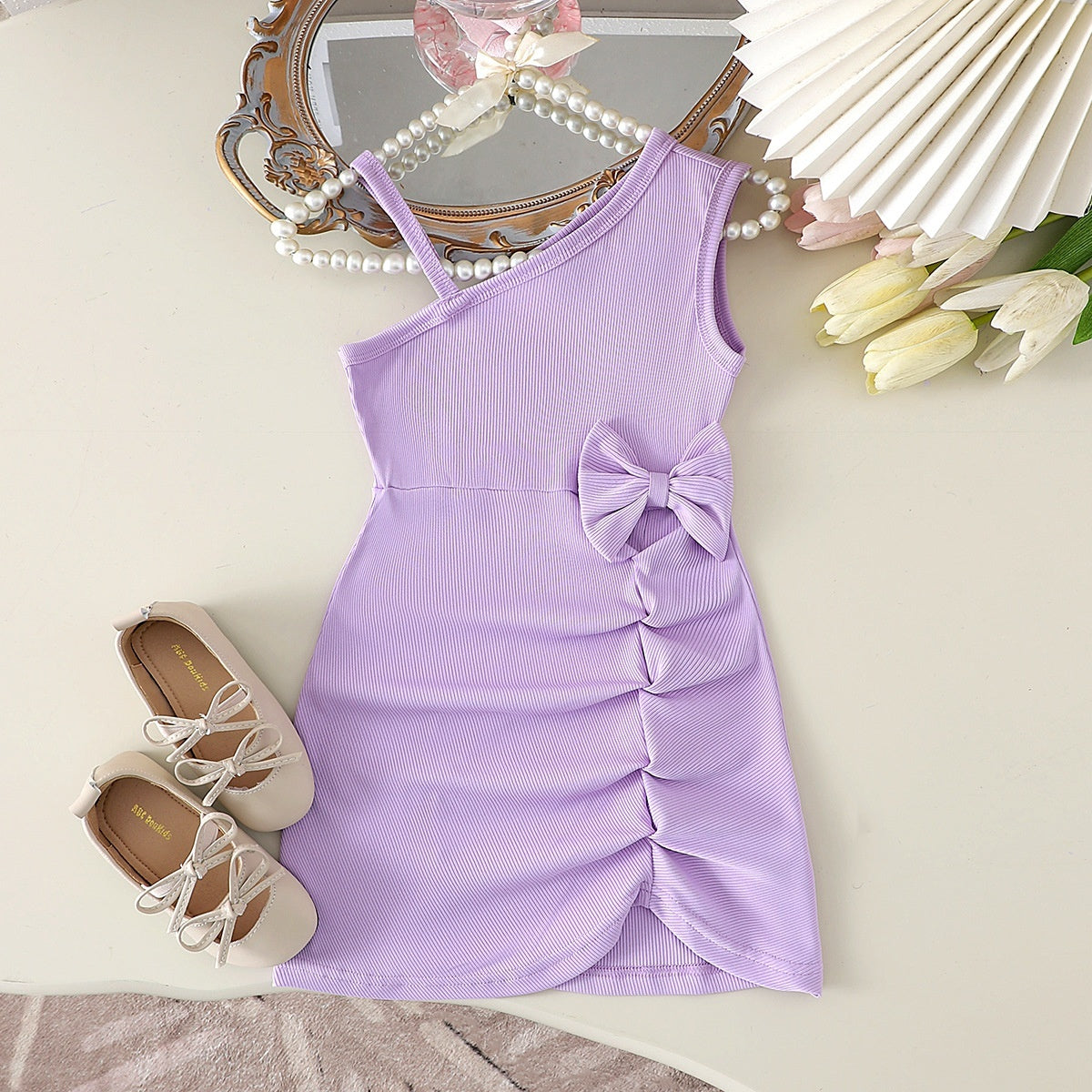 Girls' Sling Green Dress Summer