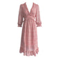 Vacation Style Printing Dress V-neck Flounce