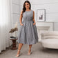 Contrast Color Striped Sleeveless Pocket Fashion Dress