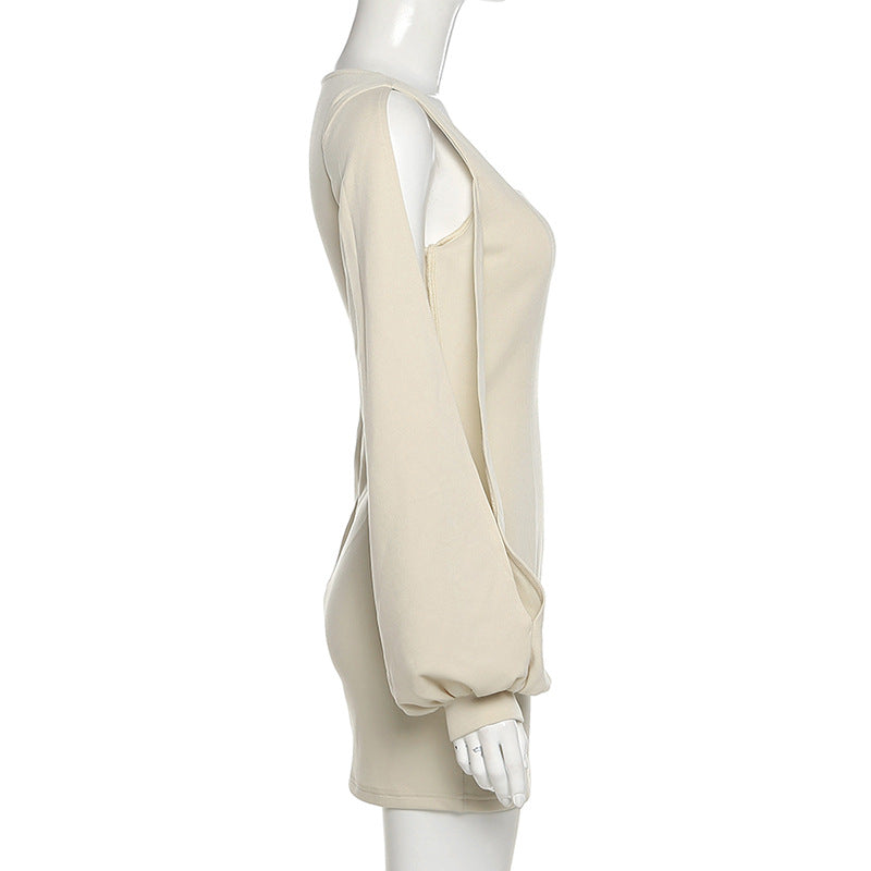 Square Neck Slim Wrap Hip Dress