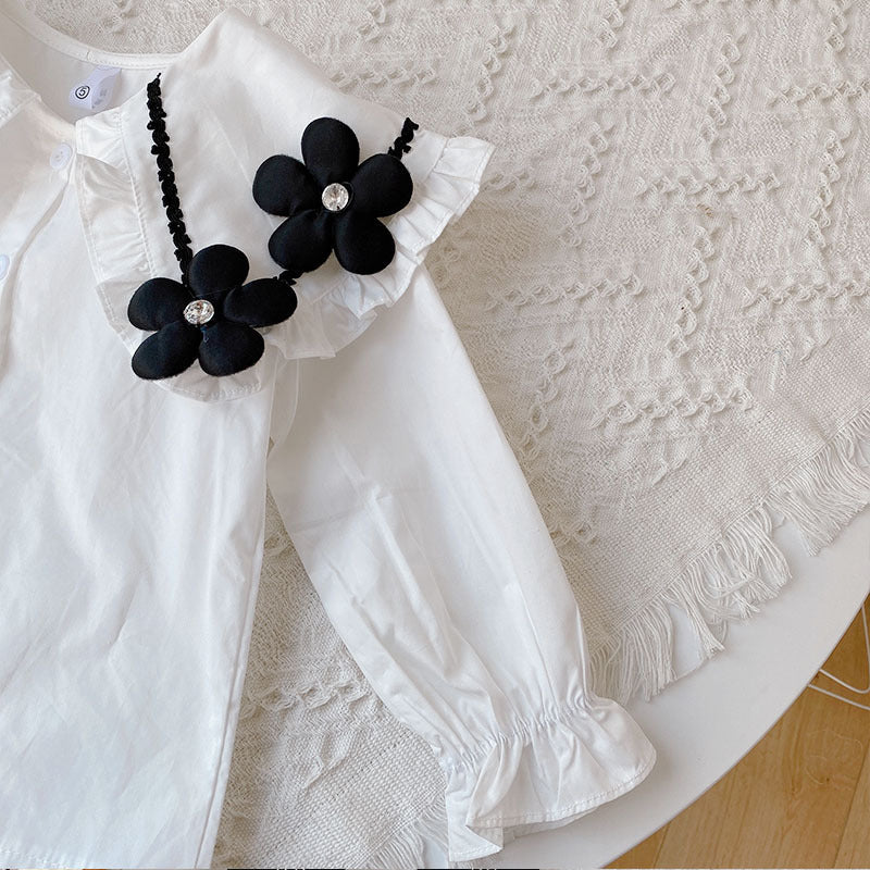 Lovely Big Flower Shirt And Bell Bottoms Two-piece Set