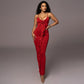Sling Dress Color Ruffles High Waist Dress