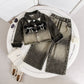 Bow Decoration Wide-leg Pants Fashionable And Stylish Two-piece Set