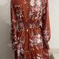 Spring And Autumn New Ladies Floral Printed V-neck Lantern Sleeve Dress
