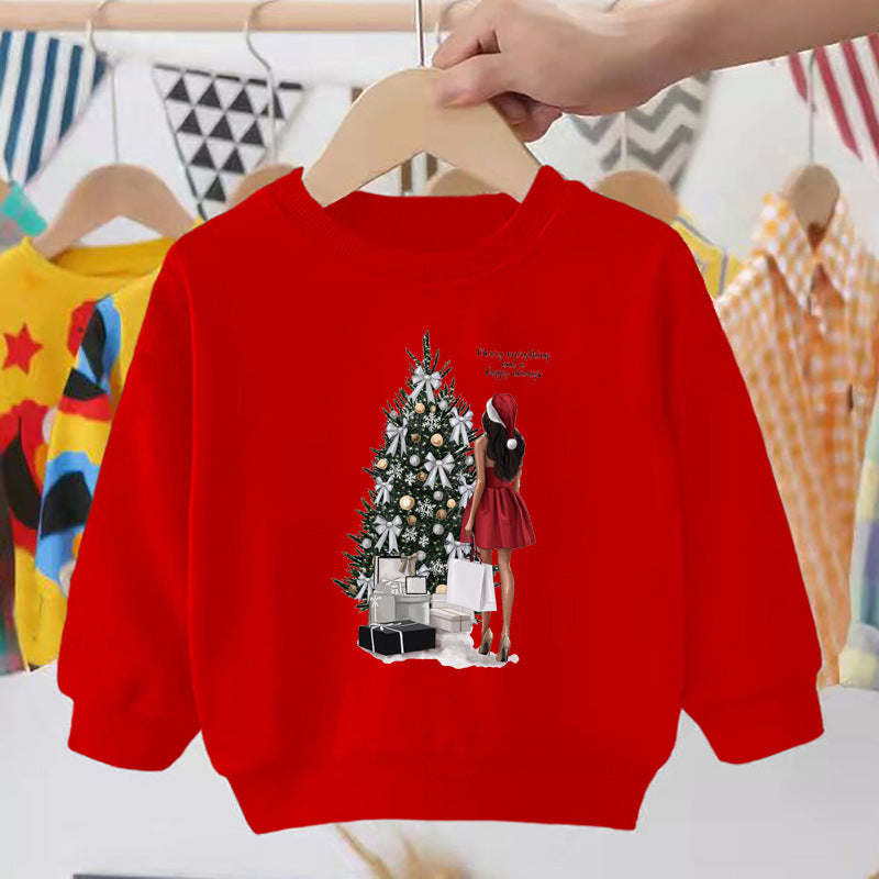 Pull pour enfant imprimé Père Noël, bonhomme de neige, élan