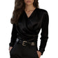 French Light Luxury V-neck Slim Fit Ins Style Versatile Shirt